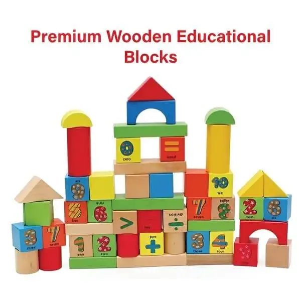 60 Pieces Wooden Blocks Set