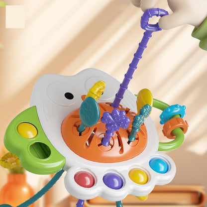 Sensory Owl Toy with Pull Strings and Activity Buttons