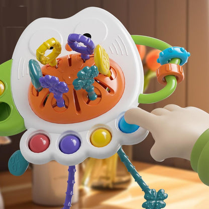 Sensory Owl Toy with Pull Strings and Activity Buttons