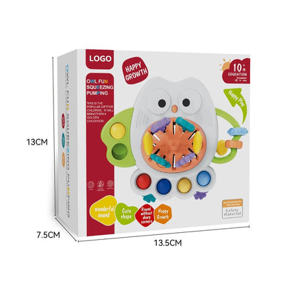 Sensory Owl Toy with Pull Strings and Activity Buttons