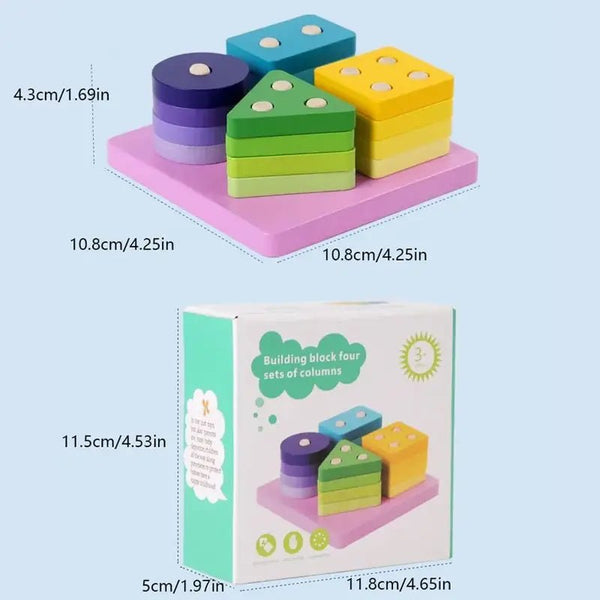 Wooden Shape Sorting Column Puzzle Set