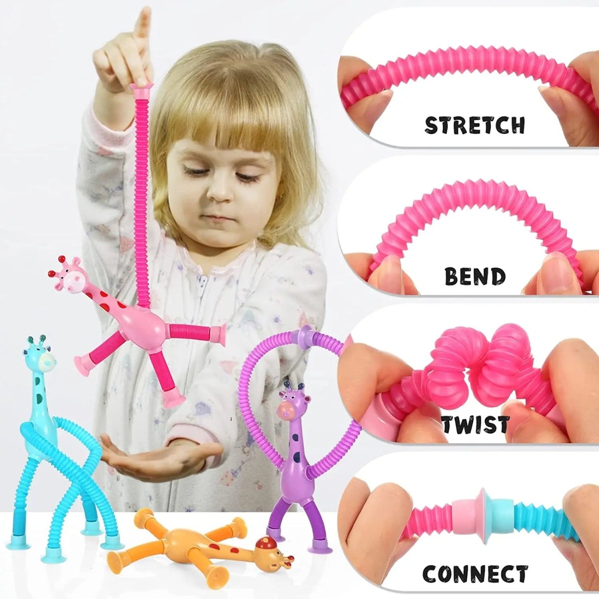 LED Suction Giraffe Pop Fidget Toy – Light-Up Sensory Fun